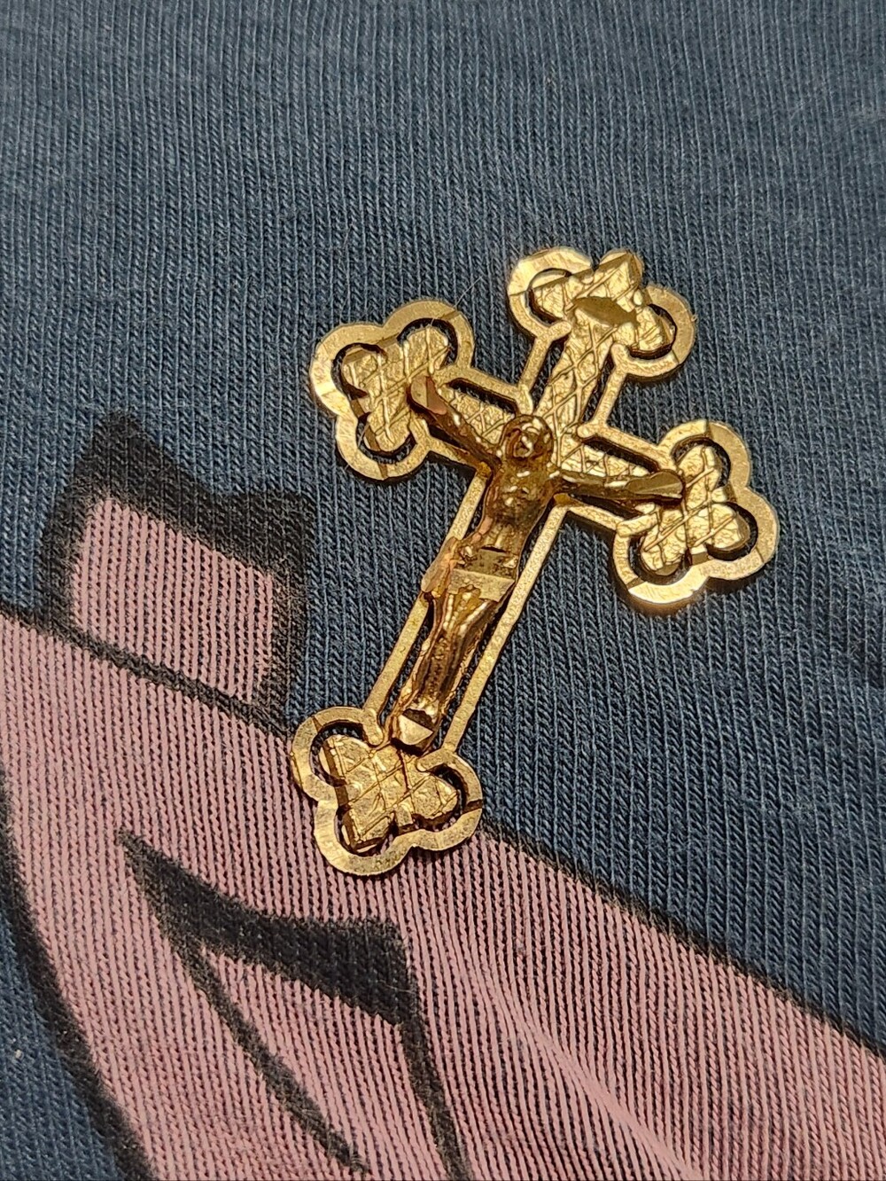 10k Yellow Gold Cross 1" Marked 417 ASK Lightweight Crucifix Ornate
